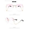 Rimless Oversize glasses Fashion oversized Women Sunglasses in pink tint beautiful rimless oversize glasses